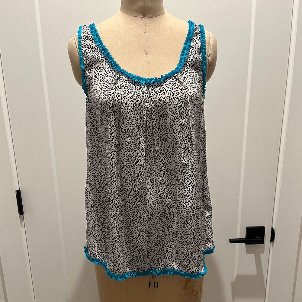 Petticoat Alley 100% Silk Leopard Tank, Sz Med
